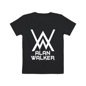 Детская футболка хлопок с принтом Alan Walker в Кировске, 100% хлопок | круглый вырез горловины, полуприлегающий силуэт, длина до линии бедер | alan walker | алан валкер | алан волкер | алан уокер | диджей | музыка | музыкант | песни