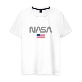 Мужская футболка хлопок с принтом Nasa USA в Кировске, 100% хлопок | прямой крой, круглый вырез горловины, длина до линии бедер, слегка спущенное плечо. | nasa | space | usa | звезды | космос | наса | планеты