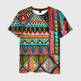 Мужская футболка 3D с принтом Африканский стиль  в Кировске, 100% полиэфир | прямой крой, круглый вырез горловины, длина до линии бедер | africa | african | pattern | style | trend | африка | африканский стиль | геометрия | мода | орнамент | паттерн | стиль | тренд