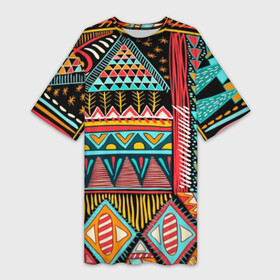 Платье-футболка 3D с принтом Африканский стиль в Кировске,  |  | africa | african | pattern | style | trend | африка | африканский стиль | геометрия | мода | орнамент | паттерн | стиль | тренд