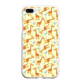 Чехол для iPhone 7Plus/8 Plus матовый с принтом Жирафики в Кировске, Силикон | Область печати: задняя сторона чехла, без боковых панелей | giraffe | pattern | животные | жираф | паттерн | текстура