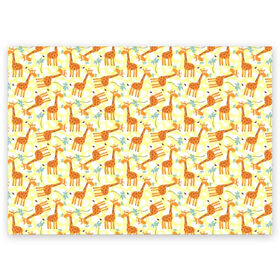 Поздравительная открытка с принтом Жирафики в Кировске, 100% бумага | плотность бумаги 280 г/м2, матовая, на обратной стороне линовка и место для марки
 | Тематика изображения на принте: giraffe | pattern | животные | жираф | паттерн | текстура