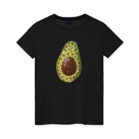 Женская футболка хлопок с принтом Авокадо в Кировске, 100% хлопок | прямой крой, круглый вырез горловины, длина до линии бедер, слегка спущенное плечо | вкусняшка | графика | жиры | зож | косточка | мозаика | овощ | паззл | пазл | плод | пп | правильное питание | фитоняшка | фрагменты | фрукт