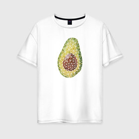 Женская футболка хлопок Oversize с принтом Авокадо в Кировске, 100% хлопок | свободный крой, круглый ворот, спущенный рукав, длина до линии бедер
 | вкусняшка | графика | жиры | зож | косточка | мозаика | овощ | паззл | пазл | плод | пп | правильное питание | фитоняшка | фрагменты | фрукт