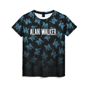 Женская футболка 3D с принтом ALAN WALKER в Кировске, 100% полиэфир ( синтетическое хлопкоподобное полотно) | прямой крой, круглый вырез горловины, длина до линии бедер | alan walker | alan walker alone. | alan walker faded | alan walker feat | alan walker lonely | алан волкер