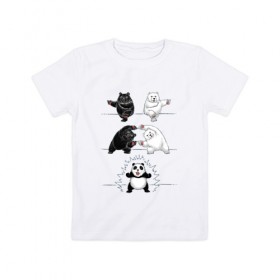 Детская футболка хлопок с принтом Панда превращение в Кировске, 100% хлопок | круглый вырез горловины, полуприлегающий силуэт, длина до линии бедер | 