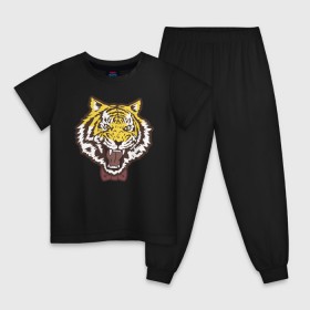 Детская пижама хлопок с принтом Yuri Plisetsky Style Tiger в Кировске, 100% хлопок |  брюки и футболка прямого кроя, без карманов, на брюках мягкая резинка на поясе и по низу штанин
 | tiger | yuri on ice | yuri plisetsky | тигр | юри на льду | юрий плисецкий