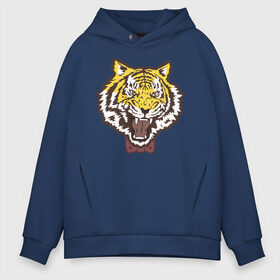 Мужское худи Oversize хлопок с принтом Yuri Plisetsky Style Tiger в Кировске, френч-терри — 70% хлопок, 30% полиэстер. Мягкий теплый начес внутри —100% хлопок | боковые карманы, эластичные манжеты и нижняя кромка, капюшон на магнитной кнопке | Тематика изображения на принте: tiger | yuri on ice | yuri plisetsky | тигр | юри на льду | юрий плисецкий