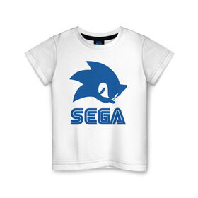 Детская футболка хлопок с принтом Sonic Sega в Кировске, 100% хлопок | круглый вырез горловины, полуприлегающий силуэт, длина до линии бедер | Тематика изображения на принте: sega | sonic | еж соник | сега | соник