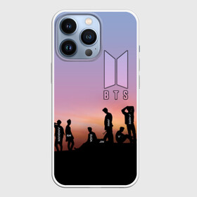 Чехол для iPhone 13 Pro с принтом BTS on the Sunset в Кировске,  |  | army | hip hop | j hope | jimin | jin | jungkook | k pop | rap | rm | suga | v | джей хоуп | джин | закат | контур | рм | рэп | силуэт | чи мин | чон гук | шуга