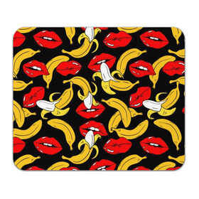Коврик прямоугольный с принтом Губы и бананы в Кировске, натуральный каучук | размер 230 х 185 мм; запечатка лицевой стороны | background | bananas | black | drawing | erotic | food | fruit | lips | red | womens | бананы | губы | еда | женские | красные | рисунок | фон | фрукты | черный
