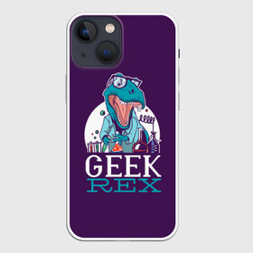 Чехол для iPhone 13 mini с принтом Geek Rex в Кировске,  |  | Тематика изображения на принте: geek | rex | дино | динозавр | рекс | ученый | физик | физика | химик | химия