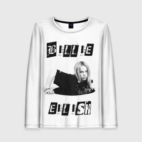 Женский лонгслив 3D с принтом Billie Eilish в Кировске, 100% полиэстер | длинные рукава, круглый вырез горловины, полуприлегающий силуэт | Тематика изображения на принте: bad guy | bellyache | billie eilish | bury a friend | ocean eyes | when we all fall asleep where do we go | билли айлиш | музыка | певица