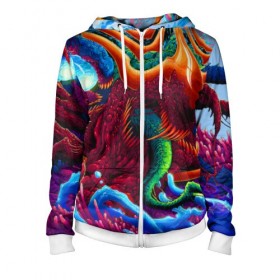 Женская толстовка 3D на молнии с принтом Hyper Beast в Кировске, 100% полиэстер | длина до линии бедра, манжеты и пояс оформлены мягкой тканевой резинкой, двухслойный капюшон со шнурком для регулировки, спереди молния, по бокам два кармана | art | counter strike | cs | cs go | csgo | game | go | monster | steam | арт | зверь | игра | кс | ксго | монстр | скоростной | стим | чудовище