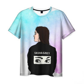 Мужская футболка 3D с принтом Саша Грей Sasha Grey в Кировске, 100% полиэфир | прямой крой, круглый вырез горловины, длина до линии бедер | sasha grey | актриса | арт | грей | мода | прон | саша грей