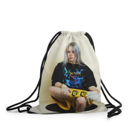 Рюкзак-мешок 3D с принтом Billie Eilish в Кировске, 100% полиэстер | плотность ткани — 200 г/м2, размер — 35 х 45 см; лямки — толстые шнурки, застежка на шнуровке, без карманов и подкладки | bad guy | bellyache | billie eilish | bury a friend | ocean eyes | when we all fall asleep where do we go | билли айлиш | музыка | певица