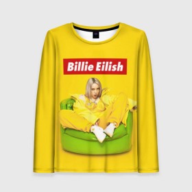 Женский лонгслив 3D с принтом Billie Eilish в Кировске, 100% полиэстер | длинные рукава, круглый вырез горловины, полуприлегающий силуэт | bad guy | bellyache | billie eilish | bury a friend | ocean eyes | when we all fall asleep where do we go | билли айлиш | музыка | певица