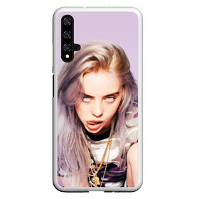 Чехол для Honor 20 с принтом Billie Eilish в Кировске, Силикон | Область печати: задняя сторона чехла, без боковых панелей | Тематика изображения на принте: bad guy | bellyache | billie eilish | bury a friend | ocean eyes | when we all fall asleep where do we go | билли айлиш | музыка | певица