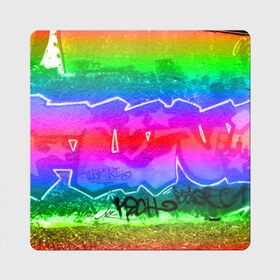 Магнит виниловый Квадрат с принтом GRAFFITI NEON в Кировске, полимерный материал с магнитным слоем | размер 9*9 см, закругленные углы | grafiti | paint | street art | urban | город | граффити | искусство | кирпичи | краски | рисунки | стена | улицы | уличное искусство