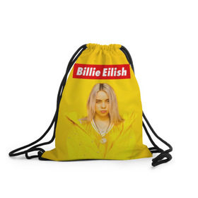 Рюкзак-мешок 3D с принтом Billie Eilish в Кировске, 100% полиэстер | плотность ткани — 200 г/м2, размер — 35 х 45 см; лямки — толстые шнурки, застежка на шнуровке, без карманов и подкладки | bad guy | bellyache | billie eilish | bury a friend | ocean eyes | when we all fall asleep where do we go | билли айлиш | музыка | певица