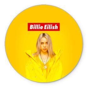 Коврик круглый с принтом Billie Eilish в Кировске, резина и полиэстер | круглая форма, изображение наносится на всю лицевую часть | Тематика изображения на принте: bad guy | bellyache | billie eilish | bury a friend | ocean eyes | when we all fall asleep where do we go | билли айлиш | музыка | певица