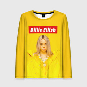 Женский лонгслив 3D с принтом Billie Eilish в Кировске, 100% полиэстер | длинные рукава, круглый вырез горловины, полуприлегающий силуэт | bad guy | bellyache | billie eilish | bury a friend | ocean eyes | when we all fall asleep where do we go | билли айлиш | музыка | певица