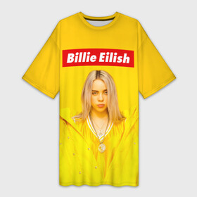 Платье-футболка 3D с принтом Billie Eilish в Кировске,  |  | bad guy | bellyache | billie eilish | bury a friend | ocean eyes | when we all fall asleep where do we go | билли айлиш | музыка | певица