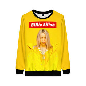 Женский свитшот 3D с принтом Billie Eilish в Кировске, 100% полиэстер с мягким внутренним слоем | круглый вырез горловины, мягкая резинка на манжетах и поясе, свободная посадка по фигуре | Тематика изображения на принте: bad guy | bellyache | billie eilish | bury a friend | ocean eyes | when we all fall asleep where do we go | билли айлиш | музыка | певица