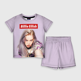 Детский костюм с шортами 3D с принтом Billie Eilish в Кировске,  |  | Тематика изображения на принте: bad guy | bellyache | billie eilish | bury a friend | ocean eyes | when we all fall asleep where do we go | билли айлиш | музыка | певица