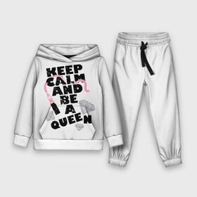 Детский костюм 3D (с толстовкой) с принтом Keep calm and be a queen в Кировске,  |  | appeal | be | diamonds | faceted | font | inscription | keep calm | motto | pink | precious | princess | queen | slogan | stones | text | алмазы | блеск | бриллианты | будь | губн | девиз | драгоценные | камни | королева | лозунг | надпись | помада | приз