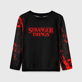 Детский лонгслив 3D с принтом STRANGER THINGS в Кировске, 100% полиэстер | длинные рукава, круглый вырез горловины, полуприлегающий силуэт
 | 011 | eleven | friends don t lie | netflix | stranger things | демогоргон | нетфликс | одиннадцатая | очень странные дела | сезон 3 | сериалы