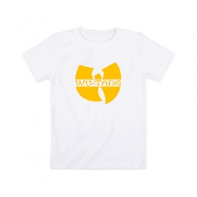 Детская футболка хлопок с принтом WU TANG CLAN в Кировске, 100% хлопок | круглый вырез горловины, полуприлегающий силуэт, длина до линии бедер | logo | music | rap | wu tang | wu tang clan | ву танг | ву танг клан | зарубежная музыка | зарубежные | лого | музыка | реп