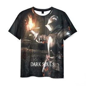 Мужская футболка 3D с принтом DARK SOULS в Кировске, 100% полиэфир | прямой крой, круглый вырез горловины, длина до линии бедер | art | artwork | crown | dark soul | dark souls iii | death | digital art | embers | fanatsy | fire | flames | game | mask | skeletons | воин | минимализм | рыцарь | тёмные души