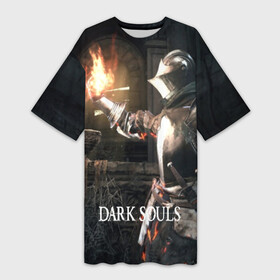 Платье-футболка 3D с принтом DARK SOULS в Кировске,  |  | art | artwork | crown | dark soul | dark souls iii | death | digital art | embers | fanatsy | fire | flames | game | mask | skeletons | воин | минимализм | рыцарь | тёмные души