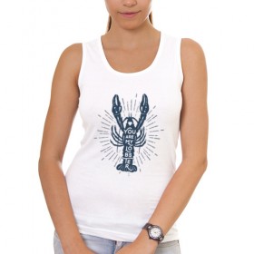 Женская майка хлопок с принтом You are my lobster в Кировске, 95% хлопок, 5% эластан |  | Тематика изображения на принте: crayfish | lobster | лобстер | надписи | рак