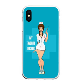 Чехол для iPhone XS Max матовый с принтом Sexy nurse в Кировске, Силикон | Область печати: задняя сторона чехла, без боковых панелей | Тематика изображения на принте: beautiful | brunette | eyes | figure | girl | green | holding | holiday | legs | long | medical | medicine | nurse | perfect | short | straight | worker | брюнетка | глаза | девушка | держит | длинные | зелёные | идеальная | короткий | красивая | медицина