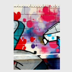 Скетчбук с принтом graffiti в Кировске, 100% бумага
 | 48 листов, плотность листов — 100 г/м2, плотность картонной обложки — 250 г/м2. Листы скреплены сверху удобной пружинной спиралью | felipe pantone | grafiti | paint | street art | urban | город | граффити | искусство | кирпичи | краски | рисунки | стена | улицы | уличное искусство