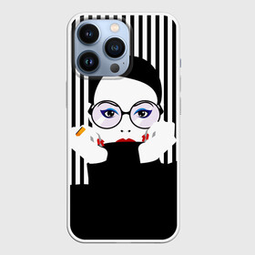 Чехол для iPhone 13 Pro с принтом Fashion girl в Кировске,  |  | art | beautiful | black | black and white | bright | d | fashion | girl | gold | graphic | pop art | ring | round | woman | young | брюнетка | девушка | женщина | золото | искусство | кольцо | красивая | макияж | маникюр | мода | молодая | очки 