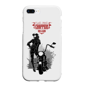 Чехол для iPhone 7Plus/8 Plus матовый с принтом Choppers в Кировске, Силикон | Область печати: задняя сторона чехла, без боковых панелей | beautiful | black | choppers | emblem | font | girl | helmet | inscription | leather | motorcycle | rider | spl | spots | stars | woman | young | брызги | девушка | женщина | звезды | кожа | комбинезон | красивая | молодая | мотоцикл | мотоциклистка | над