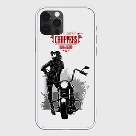 Чехол для iPhone 12 Pro Max с принтом Choppers в Кировске, Силикон |  | beautiful | black | choppers | emblem | font | girl | helmet | inscription | leather | motorcycle | rider | spl | spots | stars | woman | young | брызги | девушка | женщина | звезды | кожа | комбинезон | красивая | молодая | мотоцикл | мотоциклистка | над