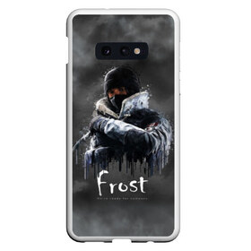 Чехол для Samsung S10E с принтом Frost Rainbow Six в Кировске, Силикон | Область печати: задняя сторона чехла, без боковых панелей | Тематика изображения на принте: gameplay | mozzie | pvp | r6 | r6s | siege | герой | дым | огонь | осада | пламя | радуга | снайпер | сражения | туман | шутер