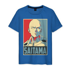 Мужская футболка хлопок с принтом Сайтама в Кировске, 100% хлопок | прямой крой, круглый вырез горловины, длина до линии бедер, слегка спущенное плечо. | one punch man | saitama | аниме | манга | сайтама
