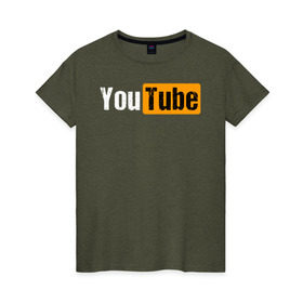 Женская футболка хлопок с принтом YouTube в Кировске, 100% хлопок | прямой крой, круглый вырез горловины, длина до линии бедер, слегка спущенное плечо | youtube | ютуб