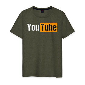 Мужская футболка хлопок с принтом YouTube в Кировске, 100% хлопок | прямой крой, круглый вырез горловины, длина до линии бедер, слегка спущенное плечо. | youtube | ютуб