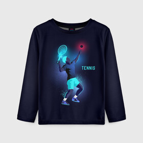 Детский лонгслив 3D с принтом TENNIS NEON  в Кировске, 100% полиэстер | длинные рукава, круглый вырез горловины, полуприлегающий силуэт
 | Тематика изображения на принте: neon | sport | tennis | неон | неоновый | спорт | спортсмен | теннис