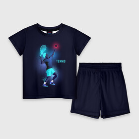 Детский костюм с шортами 3D с принтом TENNIS NEON в Кировске,  |  | Тематика изображения на принте: neon | sport | tennis | неон | неоновый | спорт | спортсмен | теннис