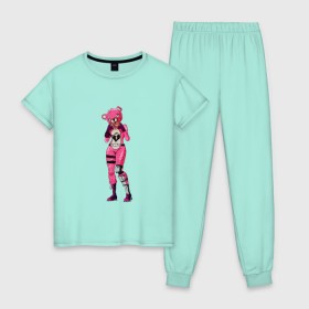 Женская пижама хлопок с принтом Fortnite girl в Кировске, 100% хлопок | брюки и футболка прямого кроя, без карманов, на брюках мягкая резинка на поясе и по низу штанин | 
