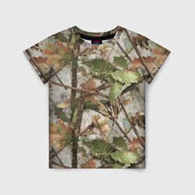 Детская футболка 3D с принтом Камуфляж в Кировске, 100% гипоаллергенный полиэфир | прямой крой, круглый вырез горловины, длина до линии бедер, чуть спущенное плечо, ткань немного тянется | army | autumn | branches | camouflage | disguise | fishing | forest | green | khaki | leaves | nature | oak | photo | армия | ветки | дуб | зеленый | камуфляж | лес | листья | маскировка | осень | охота | природа | рыбалка | фото | хаки