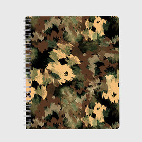 Тетрадь с принтом Камуфляж в Кировске, 100% бумага | 48 листов, плотность листов — 60 г/м2, плотность картонной обложки — 250 г/м2. Листы скреплены сбоку удобной пружинной спиралью. Уголки страниц и обложки скругленные. Цвет линий — светло-серый
 | abstraction | army | autumn | brown | camouflage | disguise | fishing | green | khaki | nature | spots | абстракция | армия | зеленый | камуфляж | коричневый | маскировка | осень | охота | природа | пятна | рыбалка | хаки