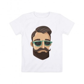 Детская футболка хлопок с принтом BARBER style Барбер стиль в Кировске, 100% хлопок | круглый вырез горловины, полуприлегающий силуэт, длина до линии бедер | барбер | барбершоп | борода | мода | очки | стиль | тренд
